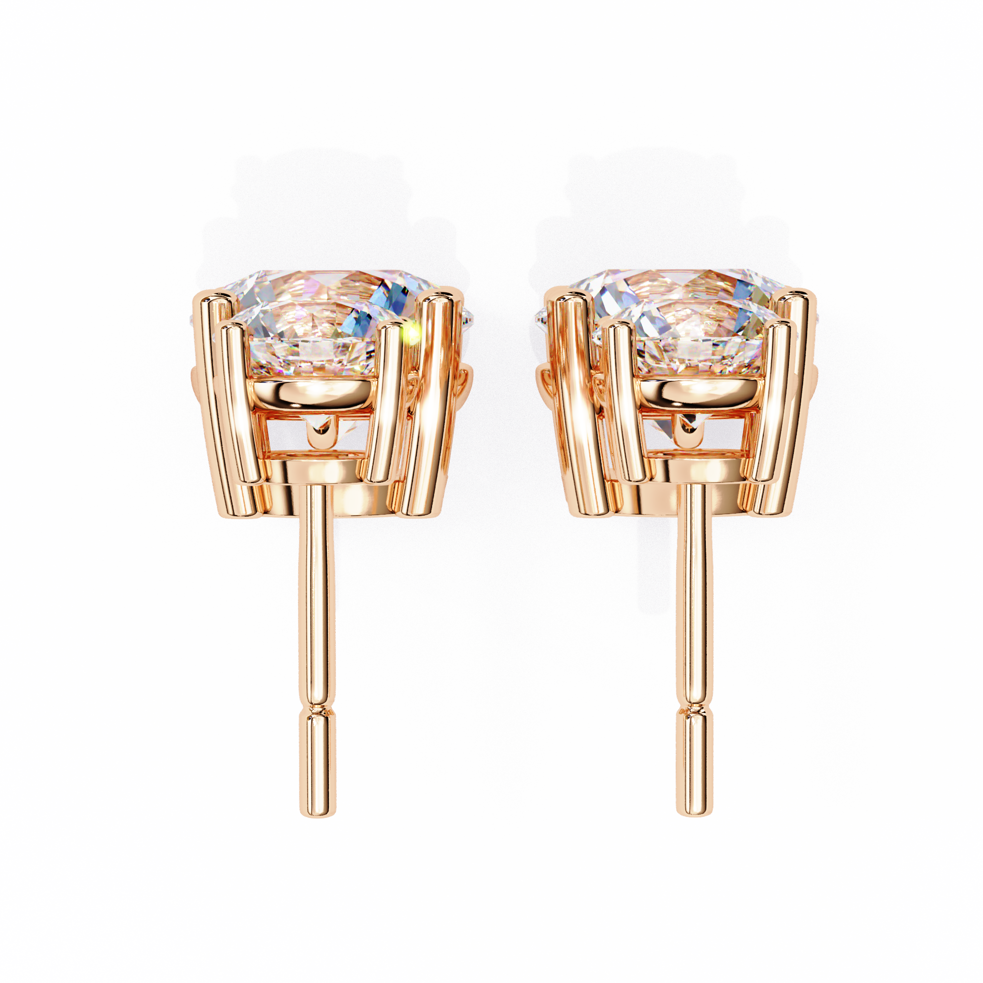 Solitairekart 3.73ct Dangling Double Round Solitaire Natural Diamond Stud Earrings-H Color, VS1 Clarity